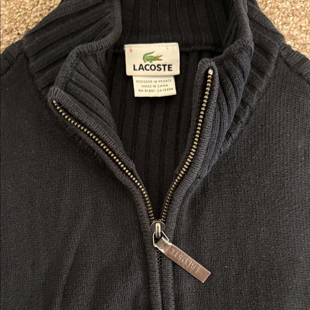 Lacoste Men's Black Zip-Up Sweater - Picture 2 of 7